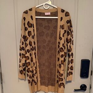 Pink Lily Tan and Brown Leopard Cardigan